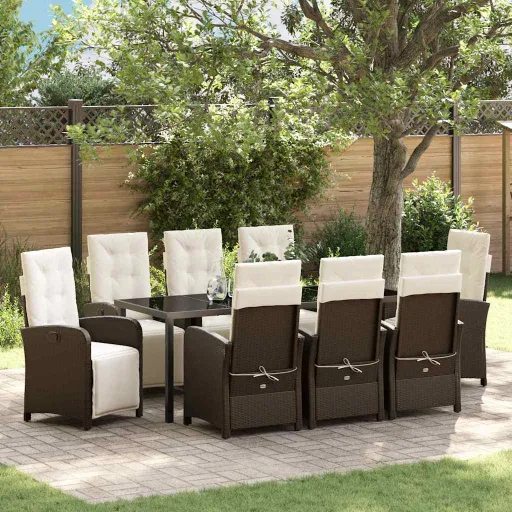 Conjunto de Jantar para Jardim   Castanho Vime PE (9 pcs)