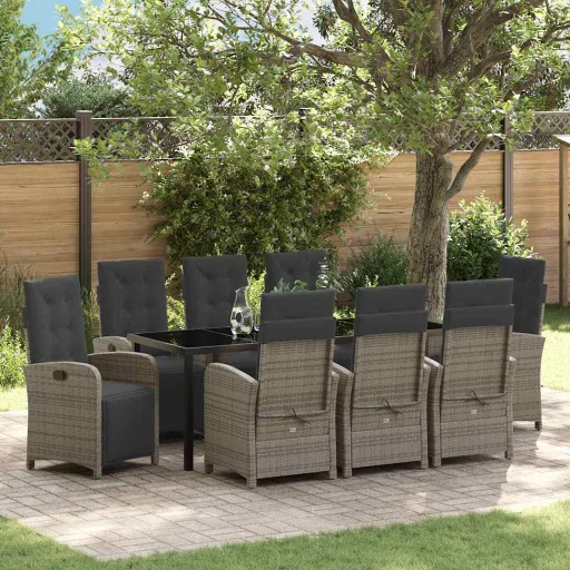 Conjunto de Jantar para Jardim   Cinzeto Vime PE (9 pcs)