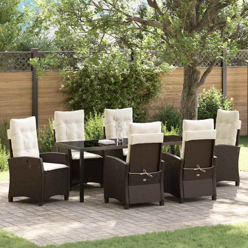 Conjunto de Jantar para Jardim   Castanho Vime PE (7 pcs)