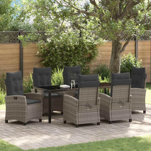 Conjunto de Jantar para Jardim   Cinzeto Vime PE (7 pcs)
