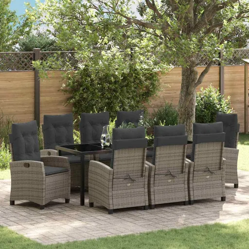Conjunto de Jantar para Jardim   Cinzeto Vime PE (9 pcs)
