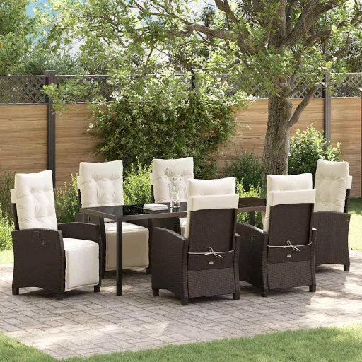 Conjunto de Jantar para Jardim   Castanho Vime PE (7 pcs)