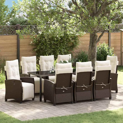 Conjunto de Jantar para Jardim   Castanho Vime PE (9 pcs)