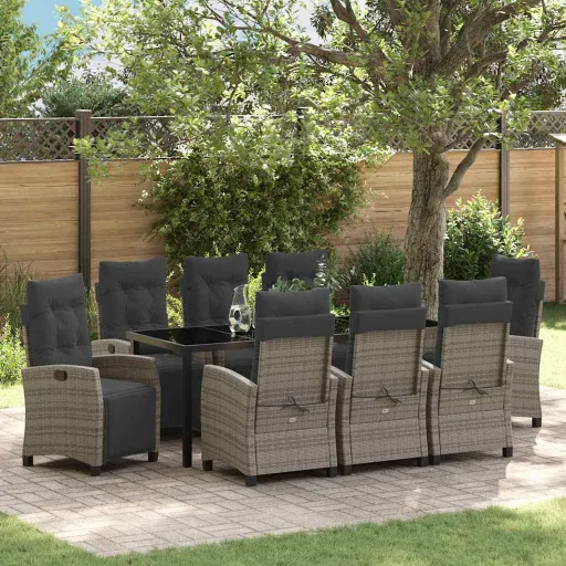Conjunto de Jantar para Jardim   Cinzeto Vime PE (9 pcs)