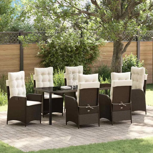 Conjunto de Jantar para Jardim   Castanho Vime PE (7 pcs)