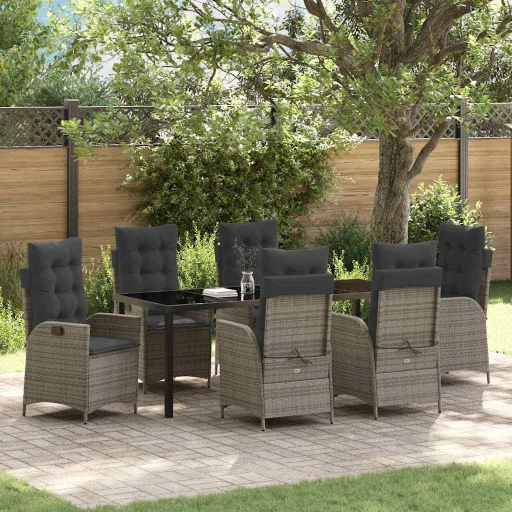 Conjunto de Jantar para Jardim   Cinzeto Vime PE (7 pcs)