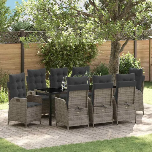 Conjunto de Jantar para Jardim   Cinzeto Vime PE (9 pcs)