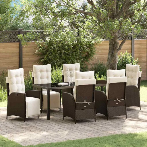 Conjunto de Jantar para Jardim   Castanho Vime PE (7 pcs)