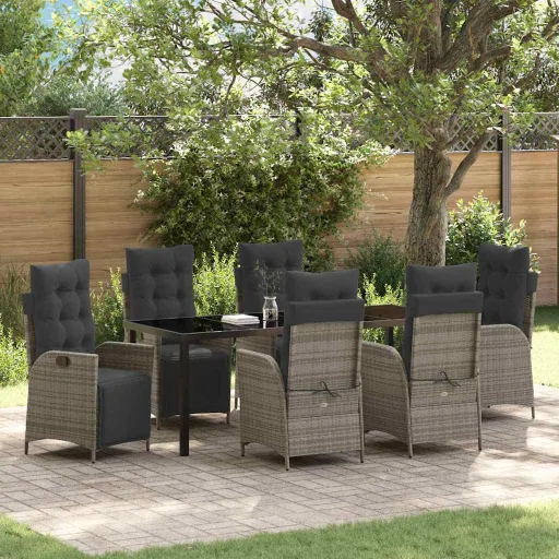 Conjunto de Jantar para Jardim   Cinzeto Vime PE (7 pcs)