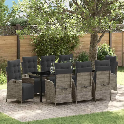 Conjunto de Jantar para Jardim   Cinzeto Vime PE (9 pcs)