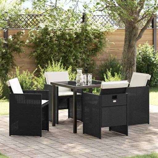 Conjunto de Jantar para Jardim   Preto Vime PE (5 pcs)