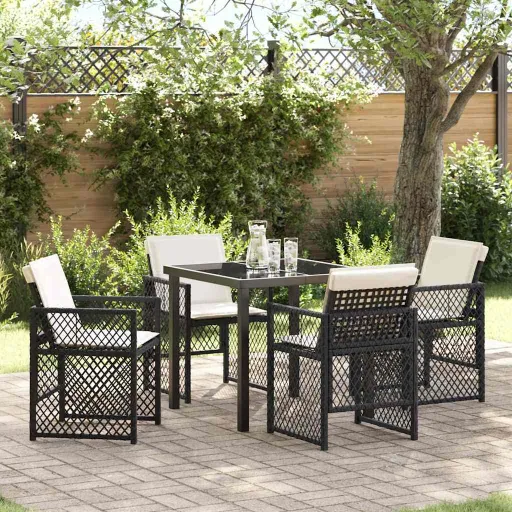 Conjunto de Jantar para Jardim   Preto Vime PE (5 pcs)