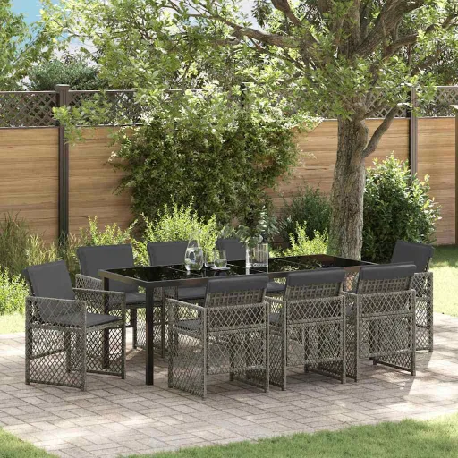 Conjunto de Jantar para Jardim   Cinzeto Vime PE (9 pcs)