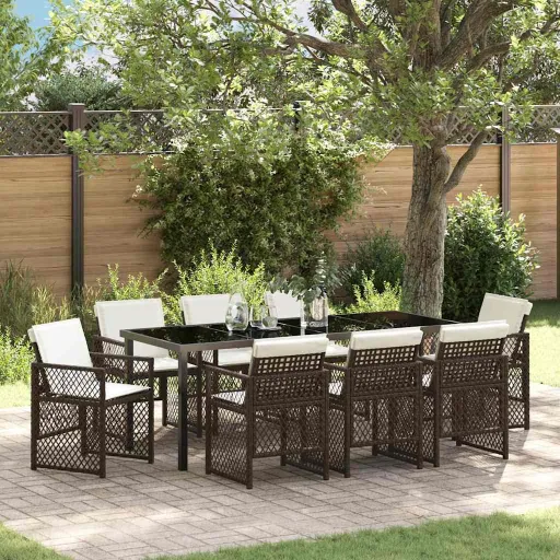 Conjunto de Jantar para Jardim   Castanho Vime PE (9 pcs)