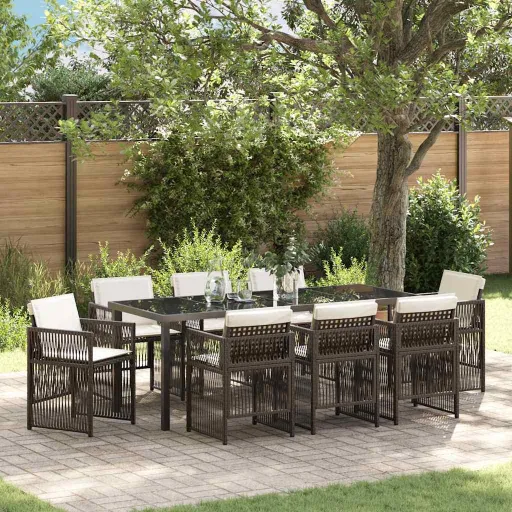 Conjunto de Jantar para Jardim   Castanho (9 pcs)