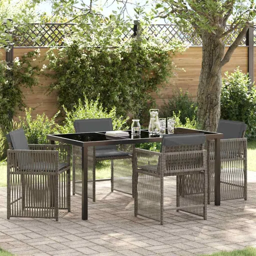 Conjunto de Jantar para Jardim   Cinzeto Vime PE (5 pcs)
