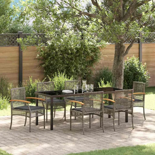 Conjunto de Jantar para Jardim   Cinzeto Vime PE (7 pcs)