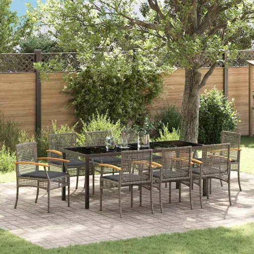 Conjunto de Jantar para Jardim   Cinzeto Vime PE (9 pcs)