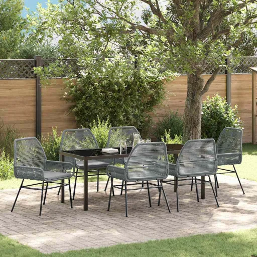 Conjunto de Jantar para Jardim   Cinzeto Vime PE (7 pcs)