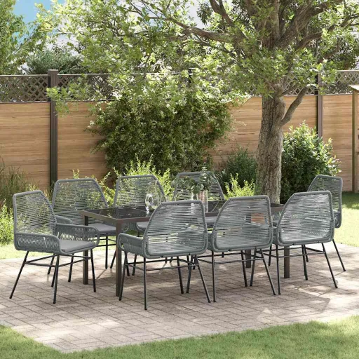 Conjunto de Jantar para Jardim   Cinzeto Vime PE (9 pcs)