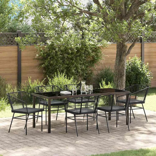 Conjunto de Jantar para Jardim   Preto Vime PE (7 pcs)