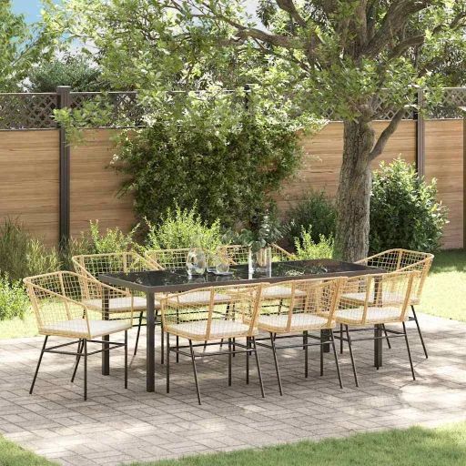 Conjunto de Jantar para Jardim   Castanho Vime PE (9 pcs)