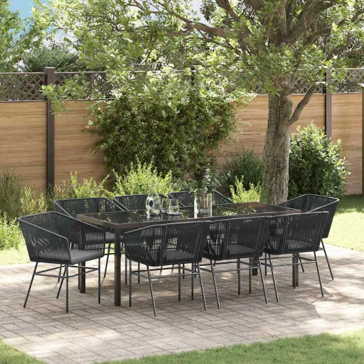 Conjunto de Jantar para Jardim   Preto Rattan Sintético (9 pcs)