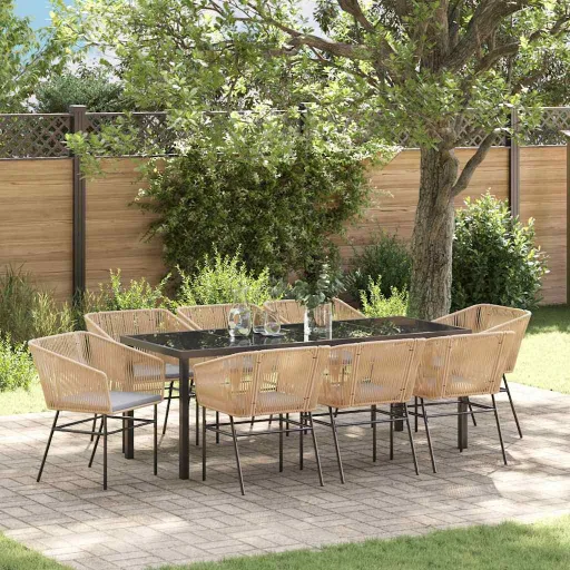 Conjunto de Jantar para Jardim   Castanho Rattan Sintético (9 pcs)