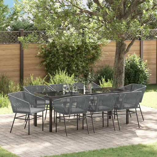Conjunto de Jantar para Jardim   Cinzeto Aço Revestido a pó (9 pcs)