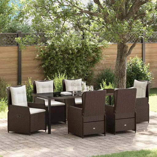 Conjunto de Jantar para Jardim   Castanho Vime PE (7 pcs)