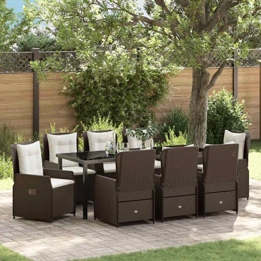 Conjunto de Jantar para Jardim   Castanho Vime PE (9 pcs)