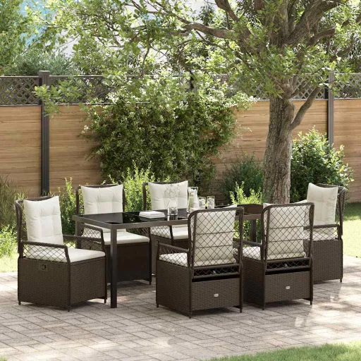 Conjunto de Jantar para Jardim   Castanho Vime PE (7 pcs)
