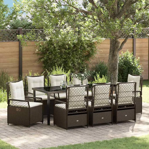 Conjunto de Jantar para Jardim   Castanho Vime PE (9 pcs)