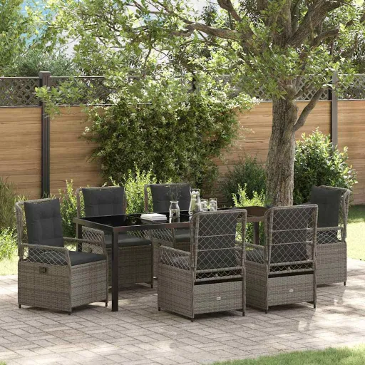 Conjunto de Jantar para Jardim   Cinzeto Vime PE (7 pcs)