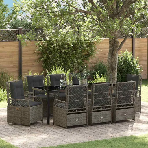 Conjunto de Jantar para Jardim   Cinzeto Vime PE (9 pcs)