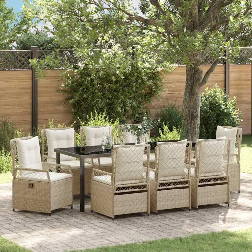Conjunto de Jantar para Jardim   Bege e Branco Creme (9 pcs)