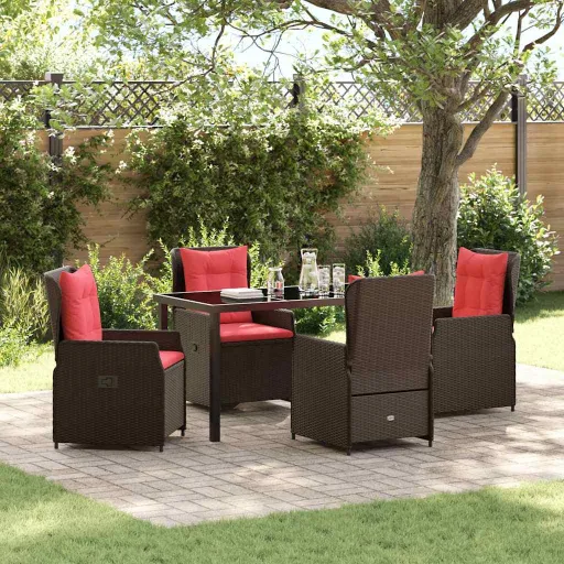 Conjunto de Jantar para Jardim   Castanho Rattan Sintético (5 pcs)