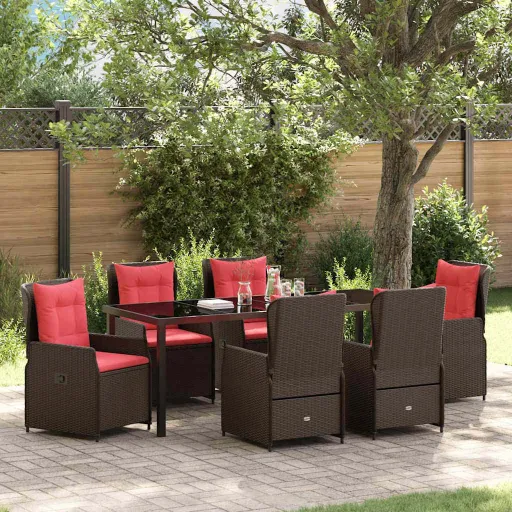 Conjunto de Jantar para Jardim   Castanho Rattan Sintético (7 pcs)