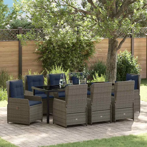 Conjunto de Jantar para Jardim   Cinzeto Rattan Sintético (9 pcs)