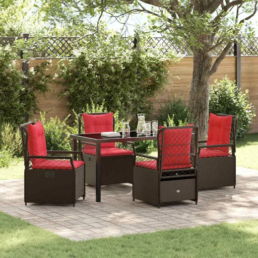 Conjunto de Jantar para Jardim   Castanho Vime PE (5 pcs)
