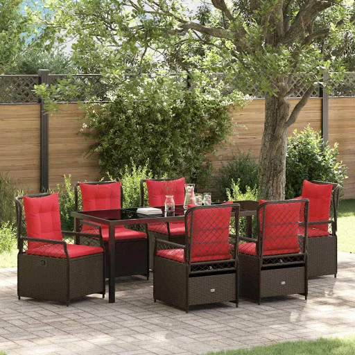 Conjunto de Jantar para Jardim   Castanho Vime PE (7 pcs)