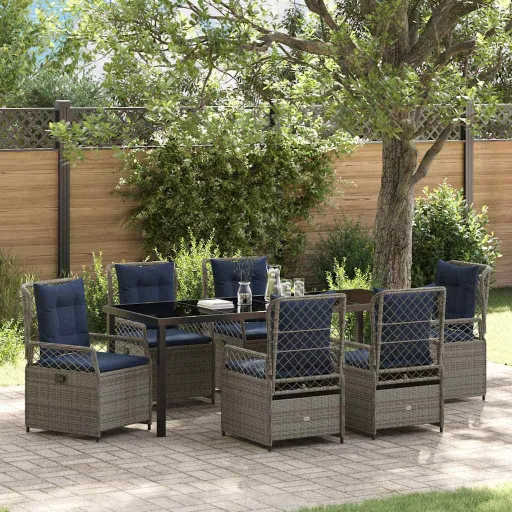 Conjunto de Jantar para Jardim   Cinzeto Vime PE (7 pcs)