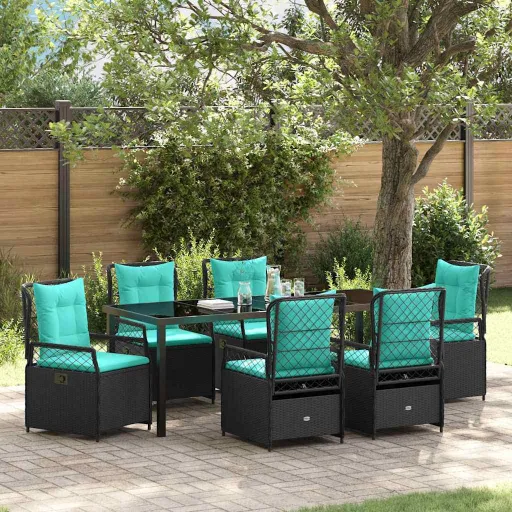 Conjunto de Jantar para Jardim   Preto Vime PE (7 pcs)