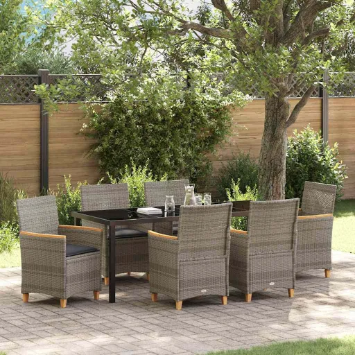 Conjunto de Jantar para Jardim   Cinzeto Vime PE (7 pcs)