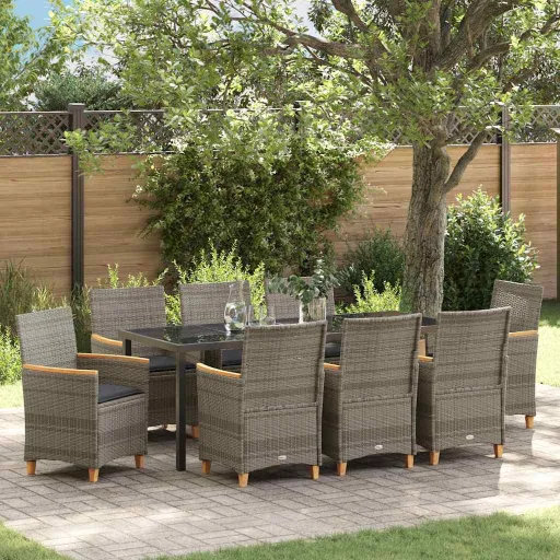 Conjunto de Jantar para Jardim   Cinzeto Vime PE (9 pcs)
