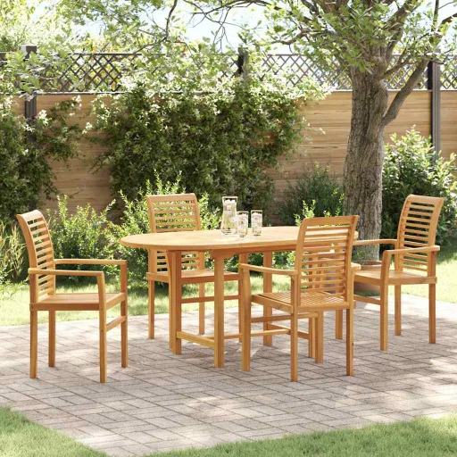 Conjunto de Jantar para Jardim   Castanho (5 pcs)