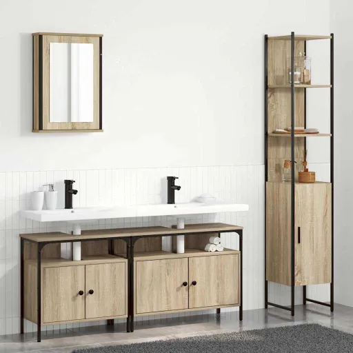 Conjunto de Móveis para Banheiro   Carvalho Sonoma (4 pcs)
