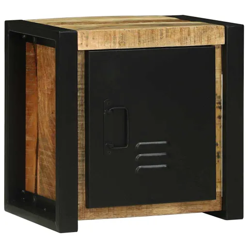 Armário de Banheiro com Porta Castanho Madeira de Manga Maciça