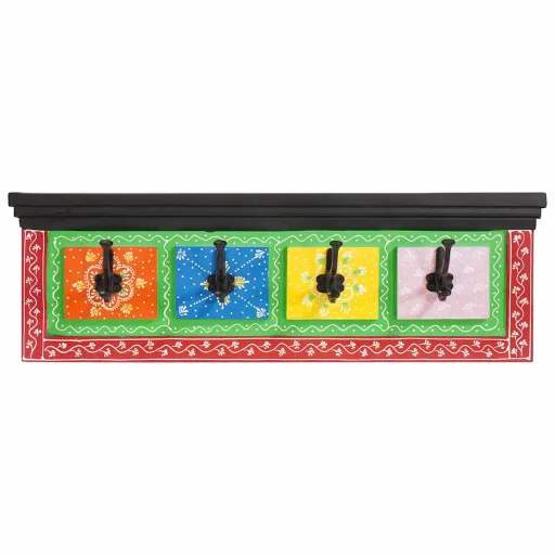 Cabideiro Preto 80 x 25 x 2 cm Madeira de Manga Maciça