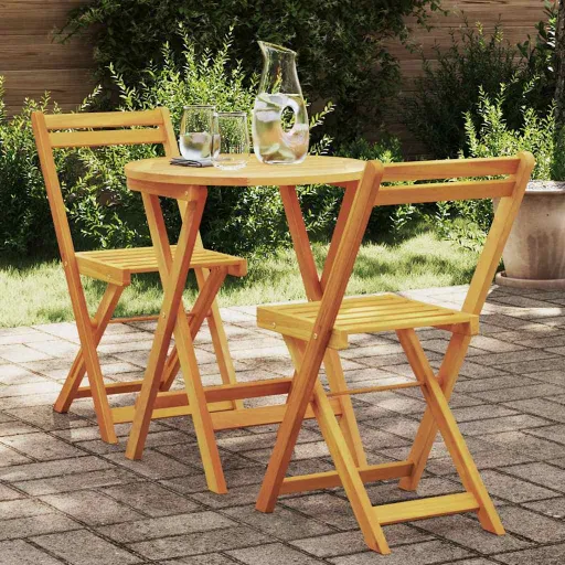 Conjunto de Jantar para Jardim com Almofada   Óleo Natural (3 pcs)